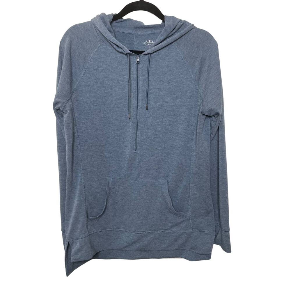 Saint John's Bay Active Drawstring Hoodie Half Zip Long‎ Sleeve Pullover Blue M